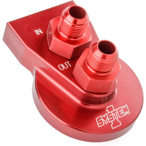Remote oil filter mount, red