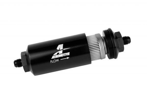 6an Inline Fuel Filter 40 Micron 2in OD Black
