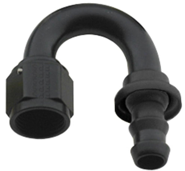 Hose Fitting #12 180 Deg Push Lock Black