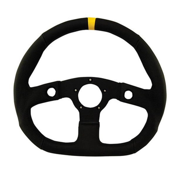 D-Shaped Diamond Grip Steering Wheel Black