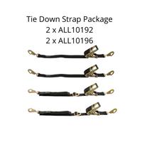 Package Deal: 2 Tie Down Straps with Twisted Snap Hook and 2 Tie Down straps with Twisted Snap Hook and built in Axle Strap