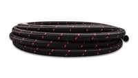 Black/red nylon braided flex hose