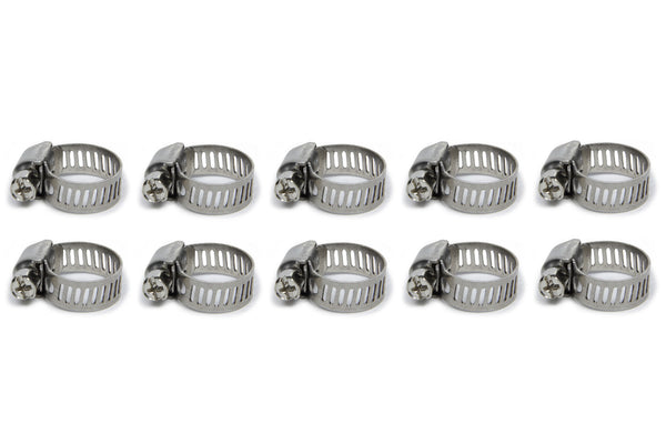 S.S. Worm Gear Clamps .25in to .63in 10 Pack